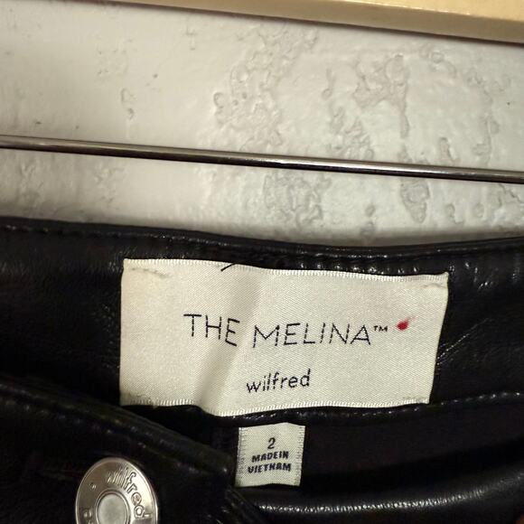 NWT Aritzia Wilfred The Melina Faux Leather Pants Vegan Black Size 2 - Picture 7 of 8